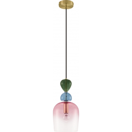 Lampy modern retro. Stylowa Lampa wisząca szklana dekoracyjna Oro 15,7cm różowy/niebieski/zielony do salonu, kuchni i sypialni
