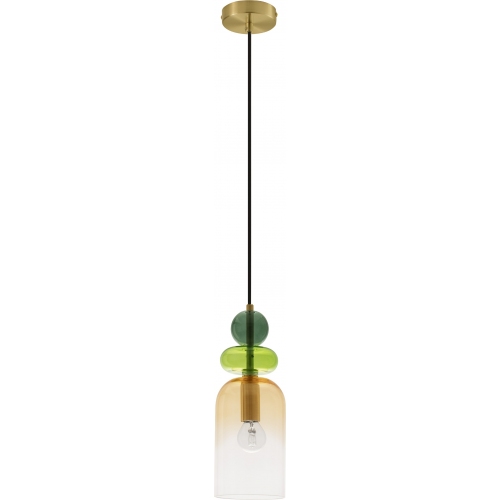 Lampy modern retro. Stylowa Lampa wisząca szklana dekoracyjna Oro 10,8cm pomarańczowy/zielony do salonu, kuchni i sypialni