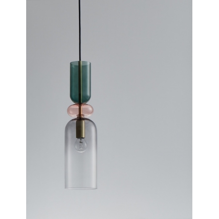 Lampy modern retro. Stylowa Lampa wisząca szklana dekoracyjna Oro 10,8cm szary/różowy/zielony do salonu, kuchni i sypialni