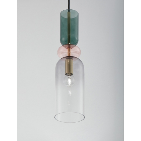 Lampa wisząca szklana dekoracyjna Oro 10,8cm szary/różowy/zielony