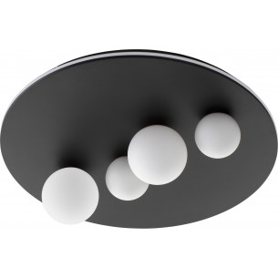 Elena LED 62.2cm black&amp;white round ceiling lamp with 4 glass spheres