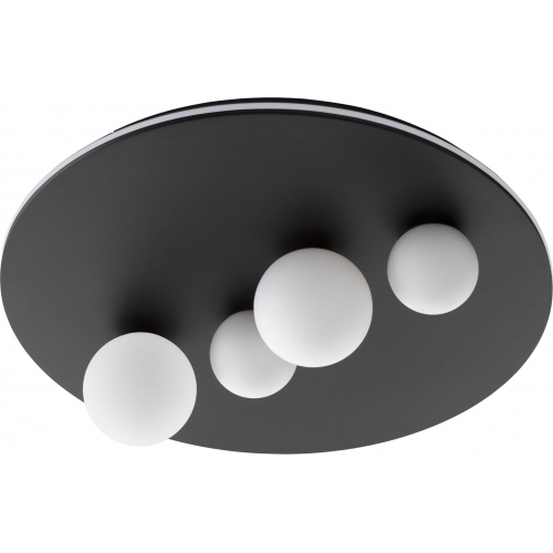 Lampy modern. Stylowy Plafon okrągły 4 szklane kule Elena LED 62,2cm czarno-biały do salonu i sypialni
