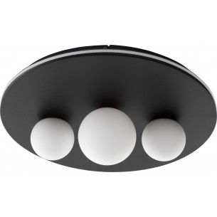 Elena LED 49.5cm black&amp;white round ceiling lamp with 3 glass spheres