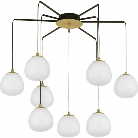 Lampy modern glamour. Elegancka Lampa wisząca szklana Ovum VIII 75cm biało-złota do salonu i jadalni