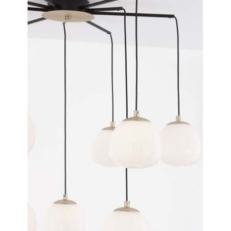 Lampy modern glamour. Elegancka Lampa wisząca szklana Ovum VIII 75cm biało-złota do salonu i jadalni