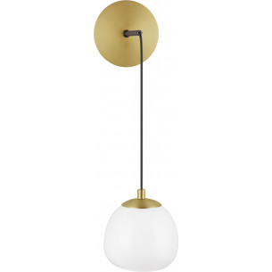 Lampy modern glamour. Elegancki Kinkiet szklany wiszący Ovum biało-złoty do sypialni i jadalni