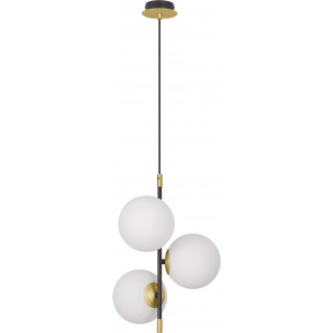 Mighty 33cm white&amp;black&amp;brass 3 glass spheres pendant lamp