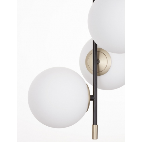 Lampy modern retro. Elegancka Lampa wisząca 3 szklane kule Mighty 33cm biały/czarny/mosiądz do sypialni i jadalni