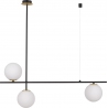 Mighty 95cm white&amp;black&amp;brass Long pendant lamp with 3 glass spheres