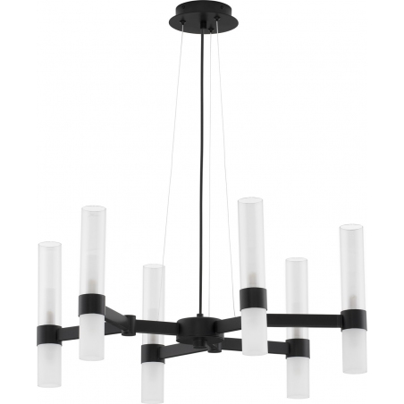 Lampy modern. Duża Żyrandol wiszący szklany Epoch XII 70cm czarny mat/przeźroczysty/matowe szkło do salonu i jadalni