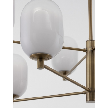 Lampy modern retro. Lampa sufitowa szklana Lora VIII 80cm biały/odcienie złota do salonu i sypialni