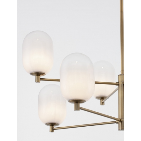 Lampy modern retro. Lampa sufitowa szklana Lora VIII 80cm biały/odcienie złota do salonu i sypialni
