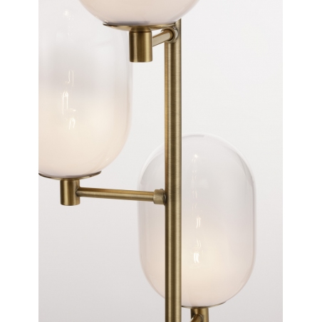 Lampy modern retro. Lampa podłogowa szklana 4 punktowa Lora biały/odcienie złota do salonu i sypialni