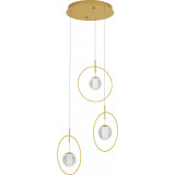 Lampy glamour. Lampa wisząca 3 punktowa glamour Ring Ball III 37cm akryl/złoty do salonu i nad stół