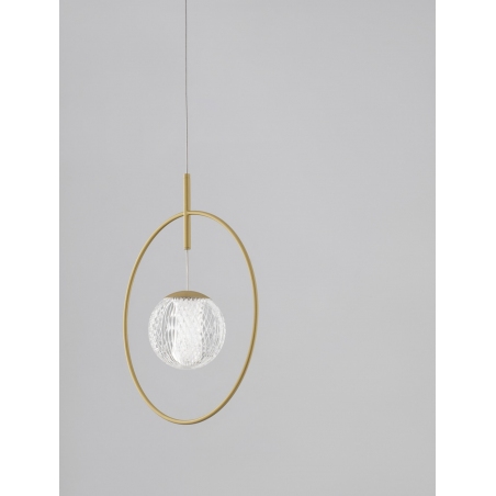 Lampa wisząca glamour Ring Ball 30cm akryl/złoty