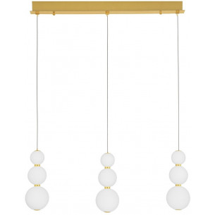 Eloise III LED 70cm white opal&amp;gold glamour glass balls pendant lamp on rail