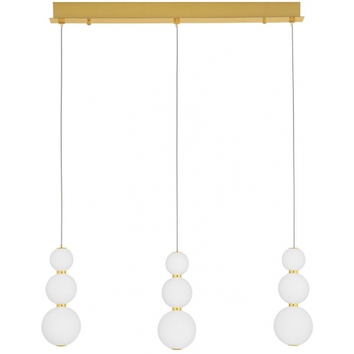 Lampa wisząca szklane kule glamour na listwie Eloise III LED 70cm biały opal/złoty