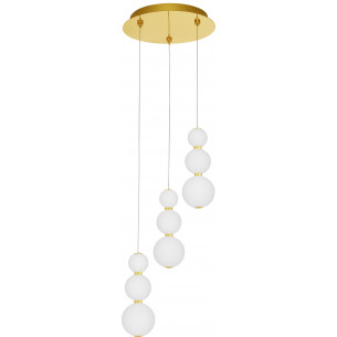 Eloise III LED 31cm white opal&amp;gold glass balls pendant lamp