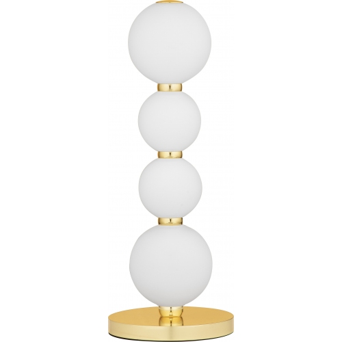 Lampy glamour. Lampa stołowa szklane kule glamour Eloise LED biały opal/złoty do sypialni i salonu