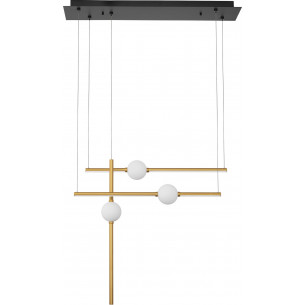 Marks LED 89cm white opal&amp;gold glamour 3-point pendant lamp