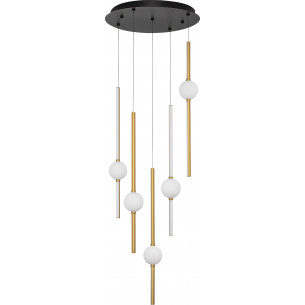 Marks LED 52cm white opal&amp;gold glamour 5-light pendant lamp