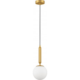 Impress 15cm white opal&amp;brass glass globe glamour pendant lamp