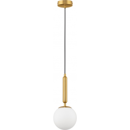 Lampa wisząca szklana kula glamour Impress 15cm biały opal/mosiądz