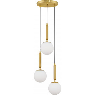 Impress 35cm white opal&amp;brass glamour pendant lamp with 3 glass globes