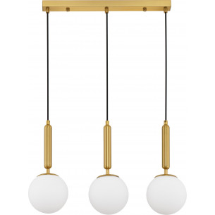 Impress 60cm white opal&amp;brass 3 glass globes pendant lamp