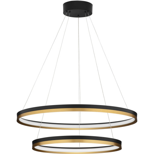 Davis II LED 80cm black&amp;gold brass round pendant lamp