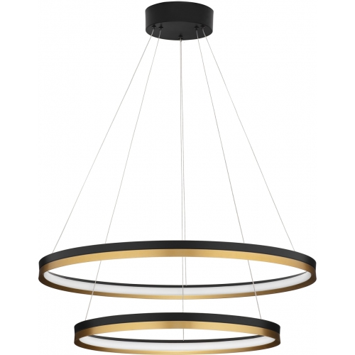 Lampy nowoczesne. Duża Lampa wisząca okrągła Davis II LED 80cm czarny/złoty mosiądz do salonu i jadalni
