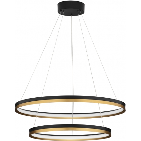 Lampy nowoczesne. Duża Lampa wisząca okrągła Davis II LED 80cm czarny/złoty mosiądz do salonu i jadalni