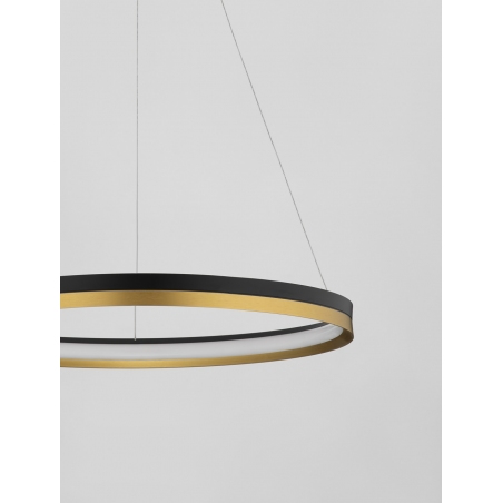 Lampa wisząca okrągła Davis LED 60cm czarny/złoty mosiądz