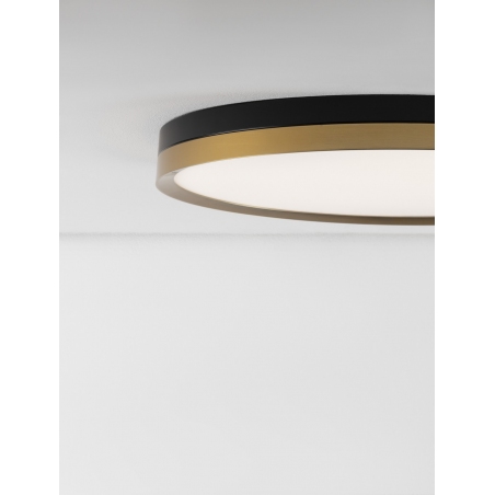 Lampy nowoczesne. Plafon okrągły nowoczesny Davis LED 50cm czarny/złoty mosiądz do salonu i sypialni