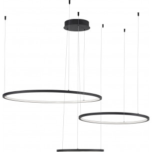 Hall LED black modern 3 circle pendant lamp