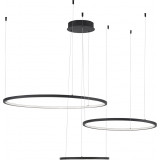 Lampy nowoczesne. Duża Lampa wisząca 3 okręgi nowoczesne Hall LED czarna do salonu, jadalni i holu