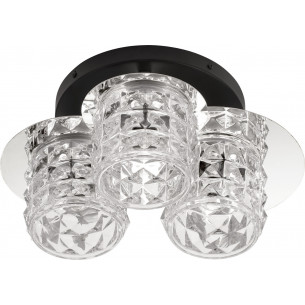 Waan 36cm transparent&amp;silver&amp;black glass 3-light ceiling lamp