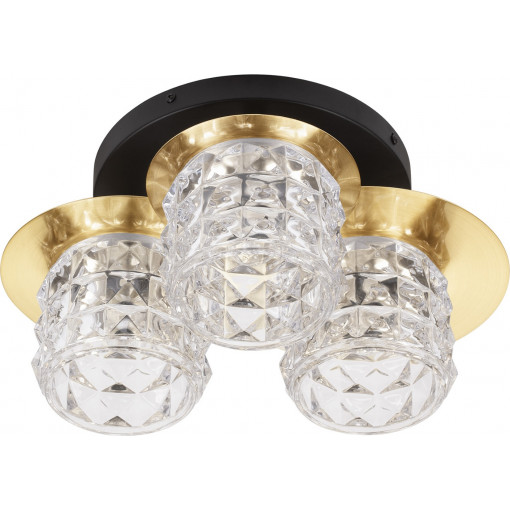 Waan 36cm transparent&amp;gold&amp;black glass 3-light ceiling lamp