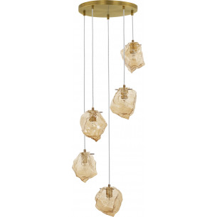 Luxe V 40cm amber 5-light glass pendant lamp