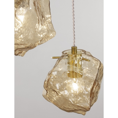 Lampy glamour. Lampa wisząca szklana 5 punktowa Luxe V 40cm bursztynowa nad stół