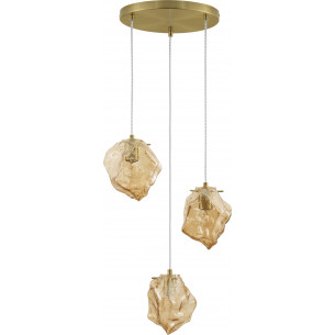 Luxe III 40cm amber glass 3-light pendant lamp