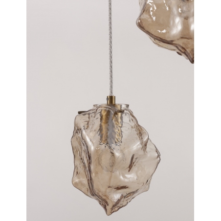 Lampy glamour. Lampa wisząca szklana 3 punktowa Luxe III 40cm bursztynowa nad stół