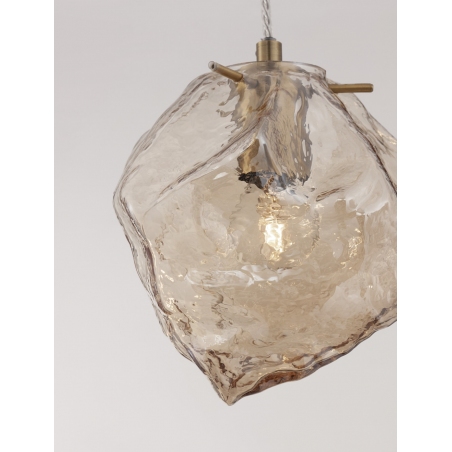 Lampy glamour. Lampa wisząca szklana glamour Luxe 18cm bursztynowa do kuchni i jadalni