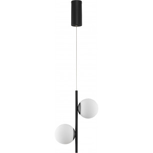 Nebbia 28.5cm white&amp;black pendant lamp with 2 glass spheres