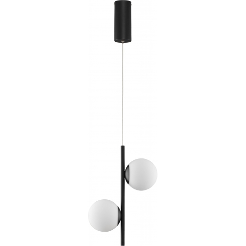 Lampy modern. Lampa wisząca 2 szklane kule Nebbia 28,5cm biało-czarna do kuchni i jadalni