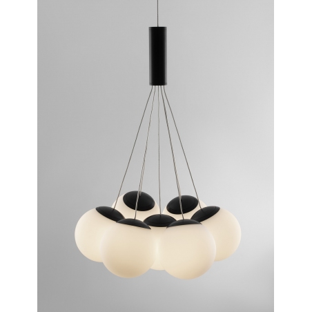 Lampy modern. Lampa wisząca szklane kule Nebbia VII 36cm biało-czarna nad stół