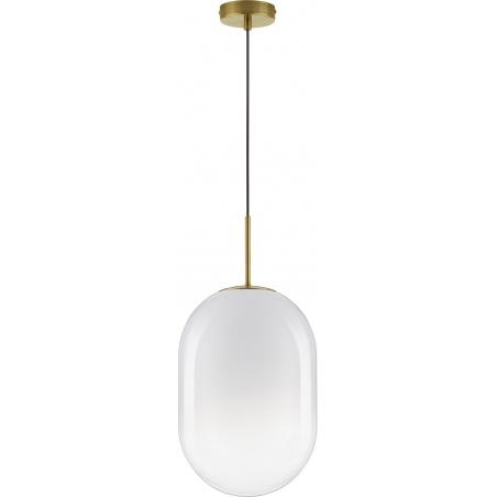 Lampy modern glamour. Elegancka Lampa wisząca szklana Rabell 24cm biało-mosiężna do kuchni i sypialni