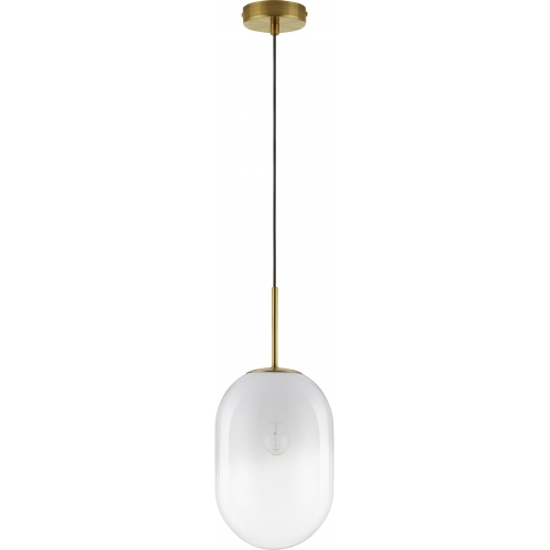 Lampa wisząca szklana Rabell 18cm biało-mosiężna