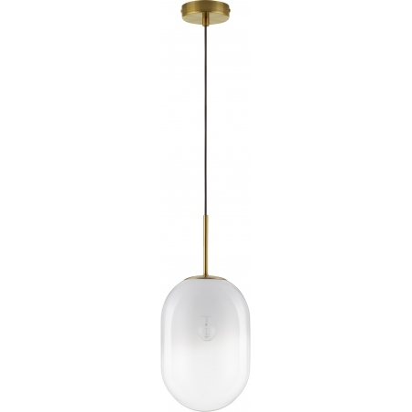 Lampy modern glamour. Elegancka Lampa wisząca szklana Rabell 18cm biało-mosiężna do kuchni i sypialni