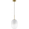 Lampy modern glamour. Elegancka Lampa wisząca szklana Rabell 18cm biało-mosiężna do kuchni i sypialni